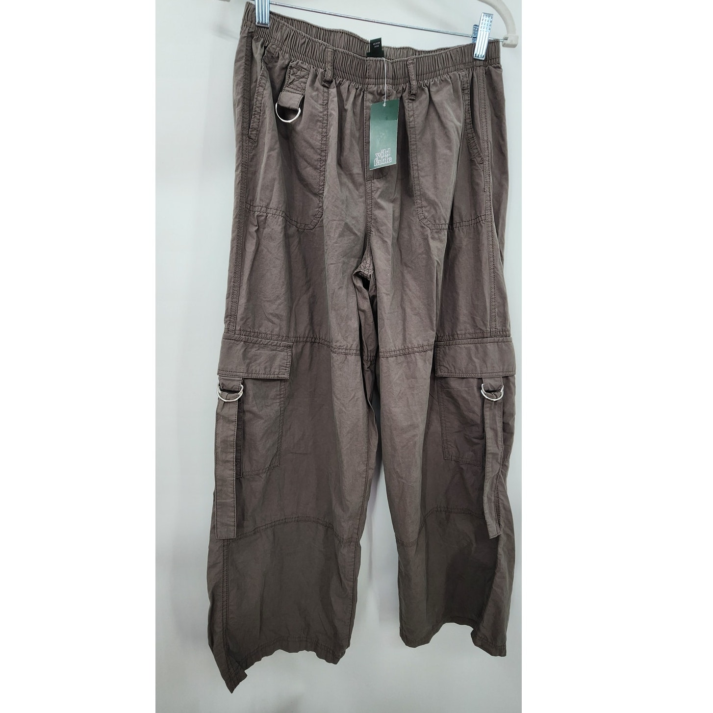 New Nwt Target Wild Fable Wide Leg Cargo Pants Size Medium Pewter Green